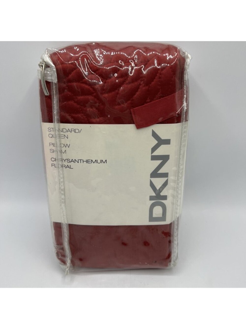 DKNY Chrysanthemum Floral Standard Queen Pillow Sham Red Quilted